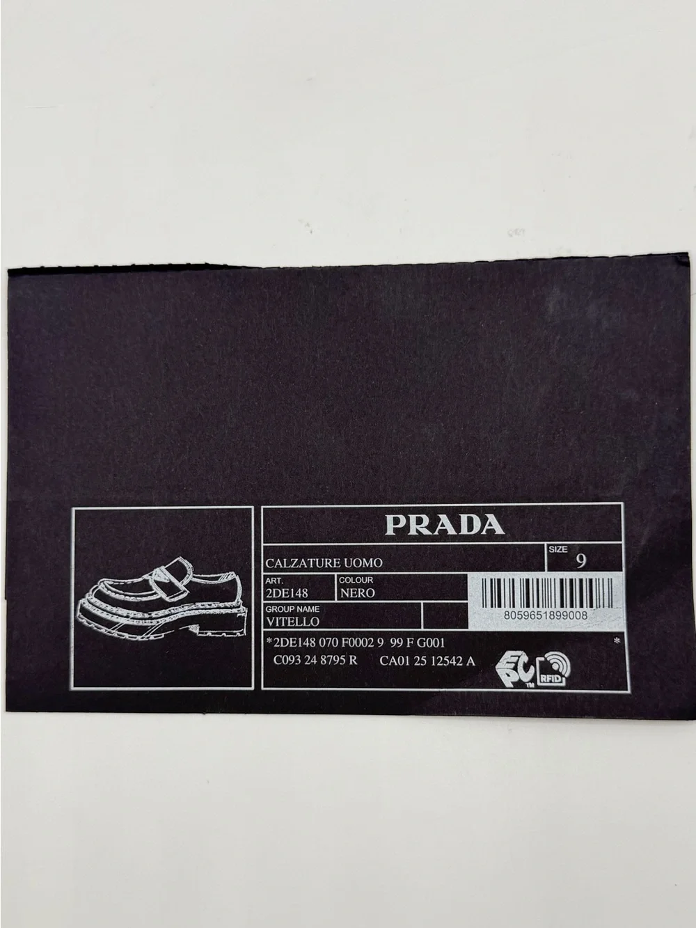 NIB Prada Triangle Logo Black Leather Double Chocolate Rubber Lug Sole Loafers